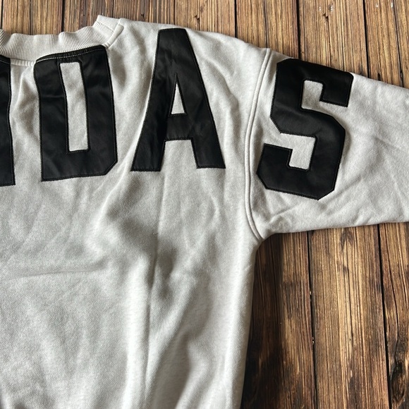 Adidas Gray Crop Sleeve Sweatshirt with Black Logo on Upper Back CS - Picture 8 of 9